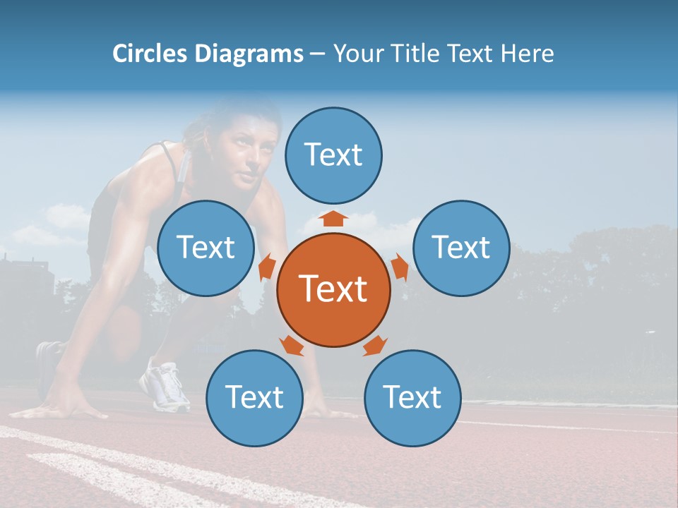 Athletic Woman On Track Starting To Run PowerPoint Template