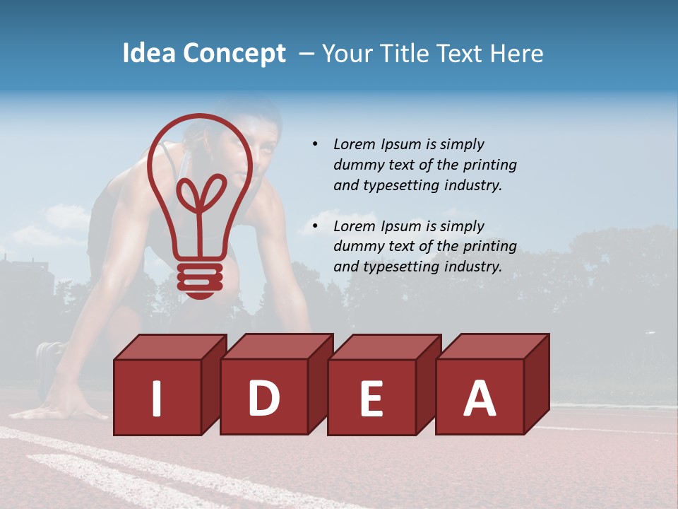 Athletic Woman On Track Starting To Run PowerPoint Template