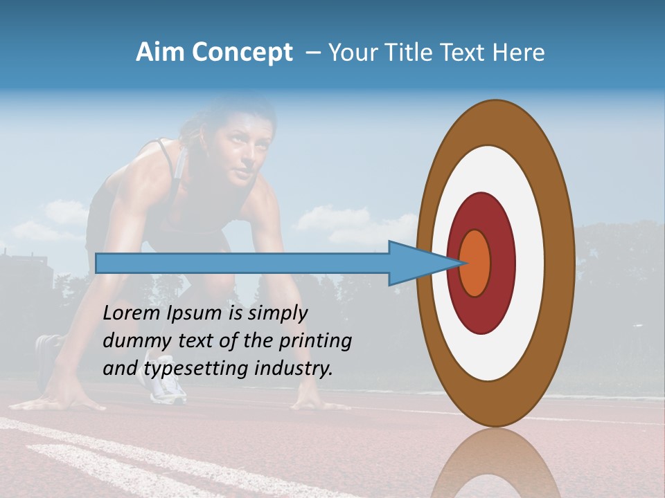 Athletic Woman On Track Starting To Run PowerPoint Template