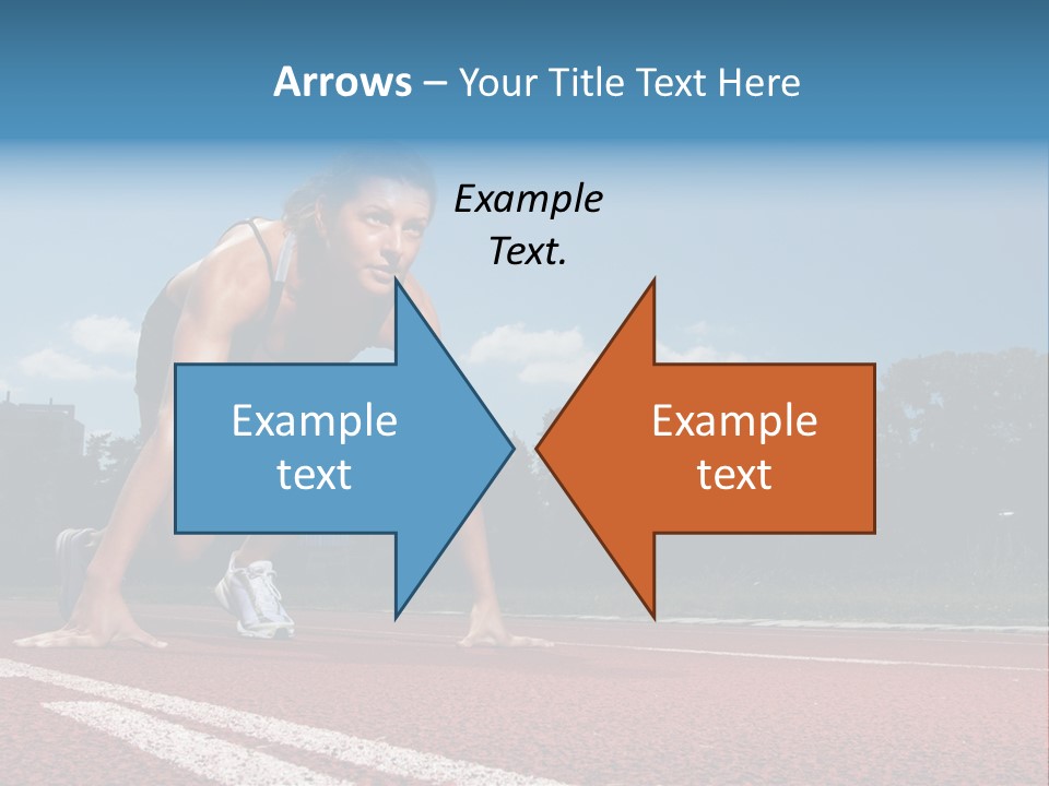 Athletic Woman On Track Starting To Run PowerPoint Template