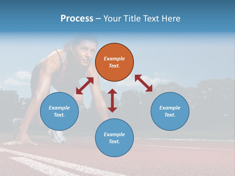 Athletic Woman On Track Starting To Run PowerPoint Template
