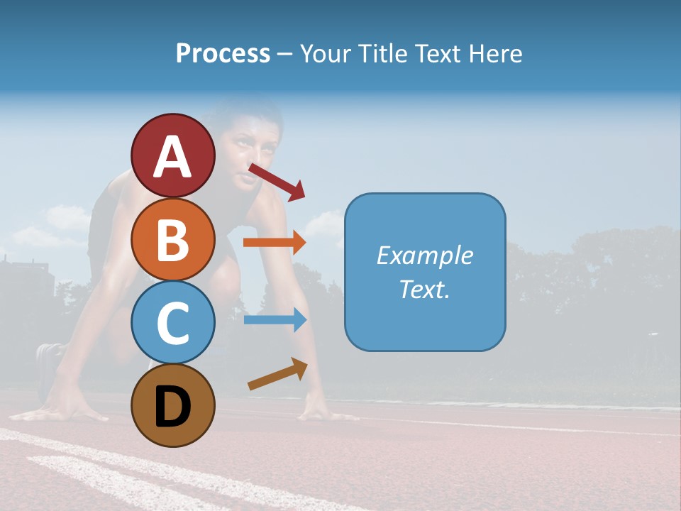 Athletic Woman On Track Starting To Run PowerPoint Template