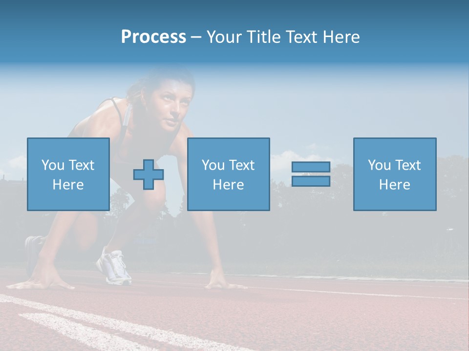 Athletic Woman On Track Starting To Run PowerPoint Template