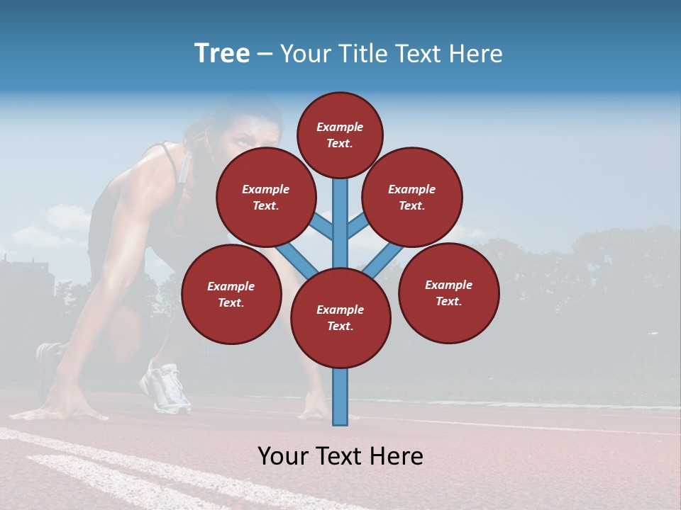 Athletic Woman On Track Starting To Run PowerPoint Template