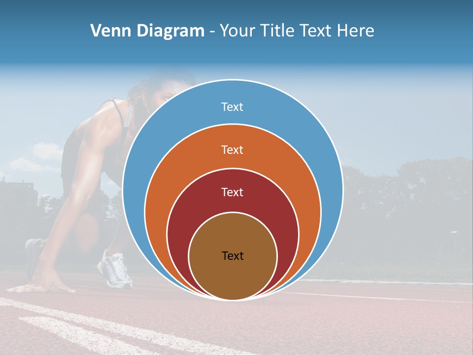 Athletic Woman On Track Starting To Run PowerPoint Template