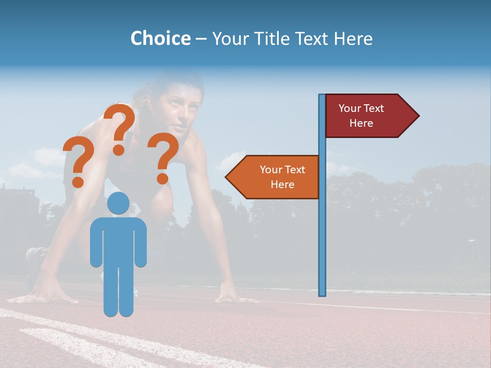 Athletic Woman On Track Starting To Run PowerPoint Template