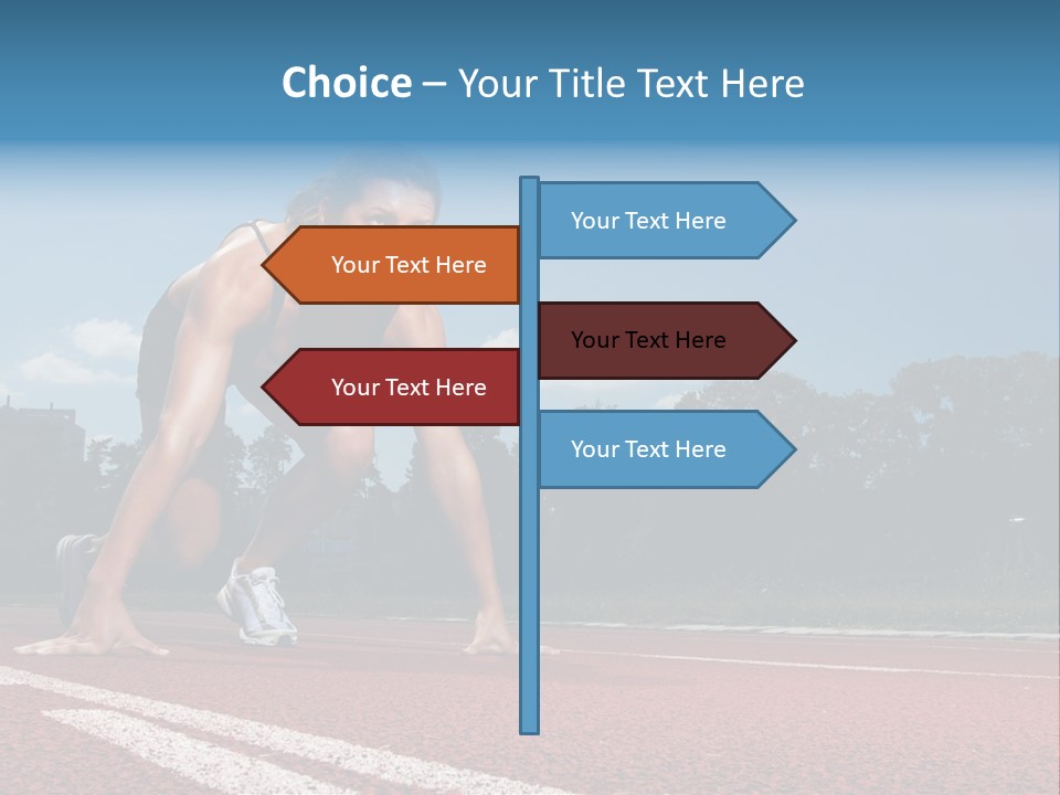 Athletic Woman On Track Starting To Run PowerPoint Template