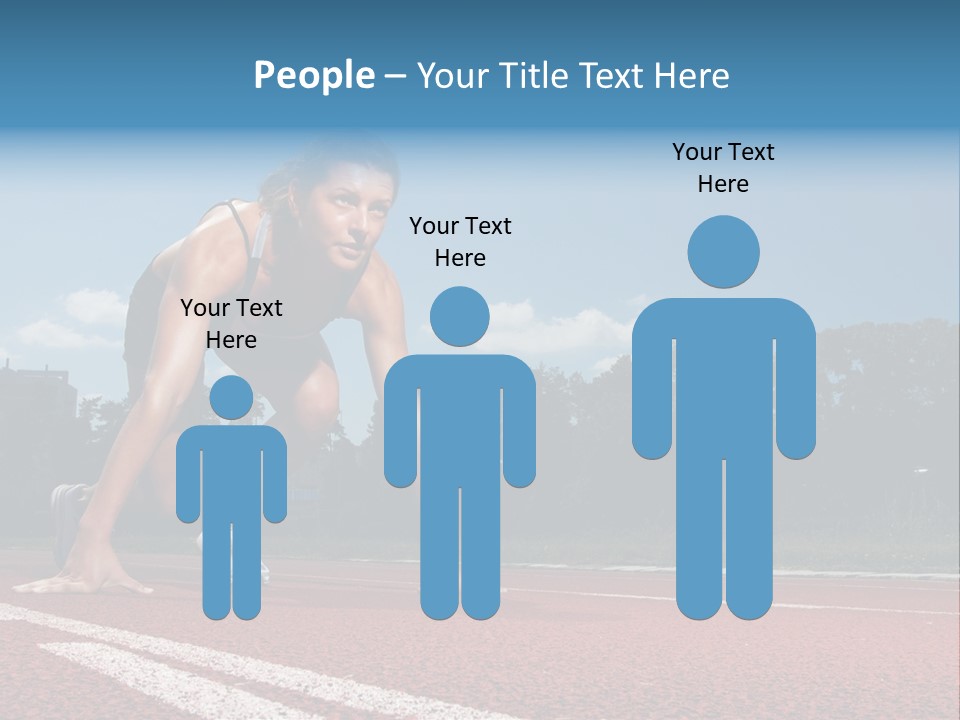 Athletic Woman On Track Starting To Run PowerPoint Template