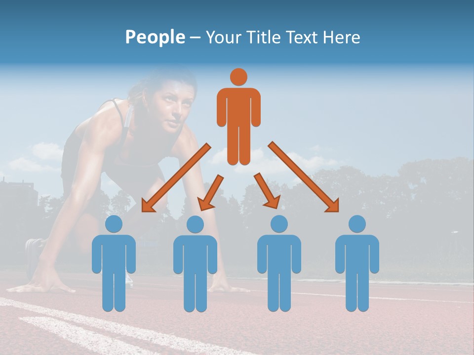 Athletic Woman On Track Starting To Run PowerPoint Template