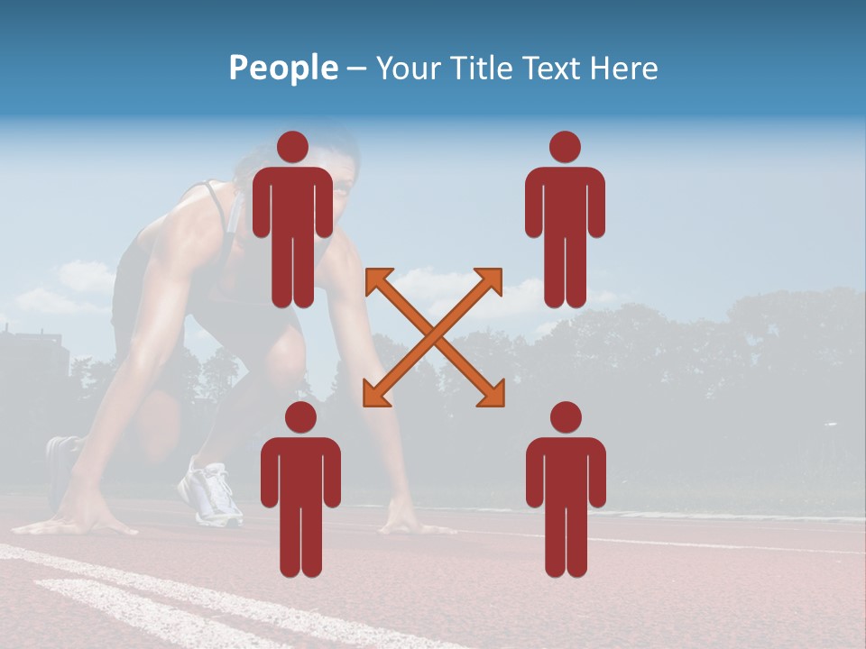 Athletic Woman On Track Starting To Run PowerPoint Template