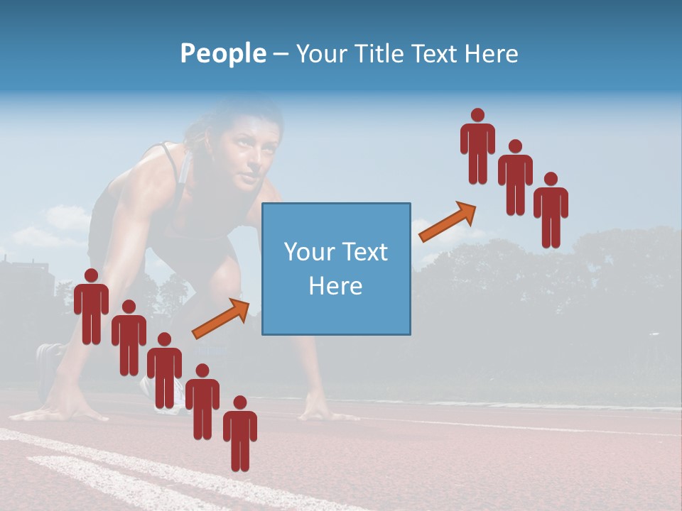 Athletic Woman On Track Starting To Run PowerPoint Template