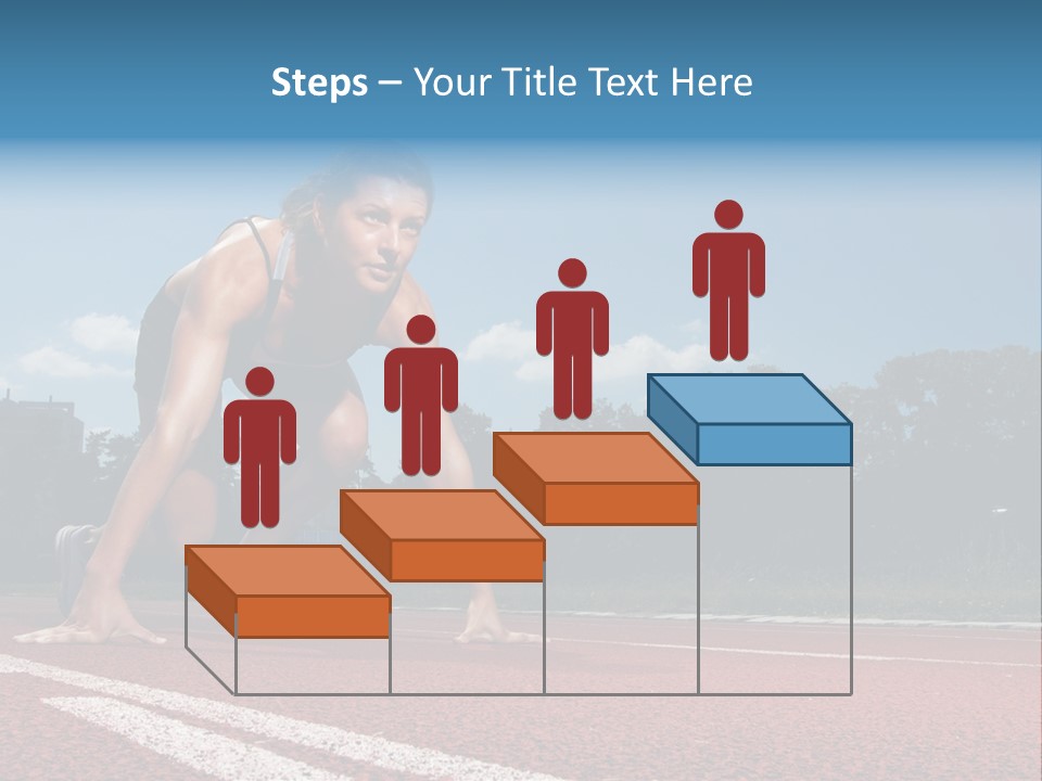 Athletic Woman On Track Starting To Run PowerPoint Template