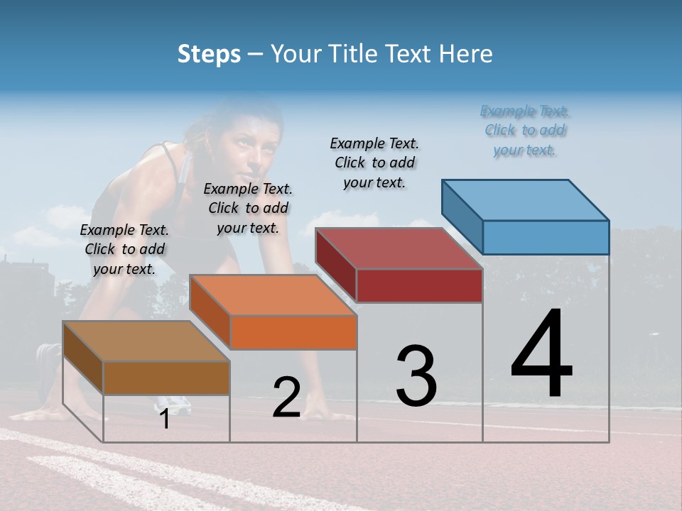 Athletic Woman On Track Starting To Run PowerPoint Template
