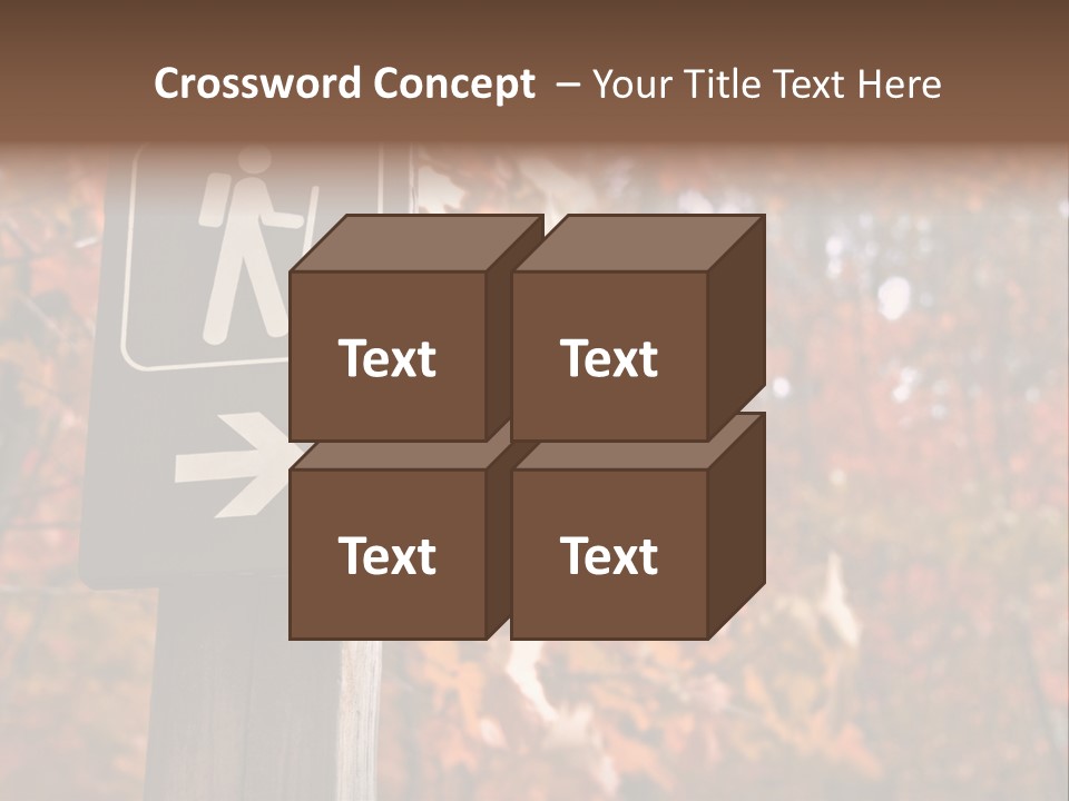 Sign Points To A Hiking Trail In Woods In Autumn PowerPoint Template
