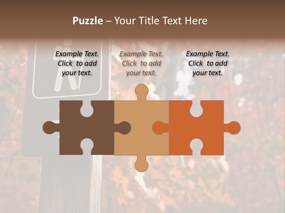 Sign Points To A Hiking Trail In Woods In Autumn PowerPoint Template