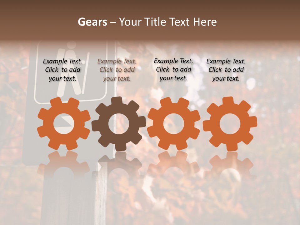 Sign Points To A Hiking Trail In Woods In Autumn PowerPoint Template