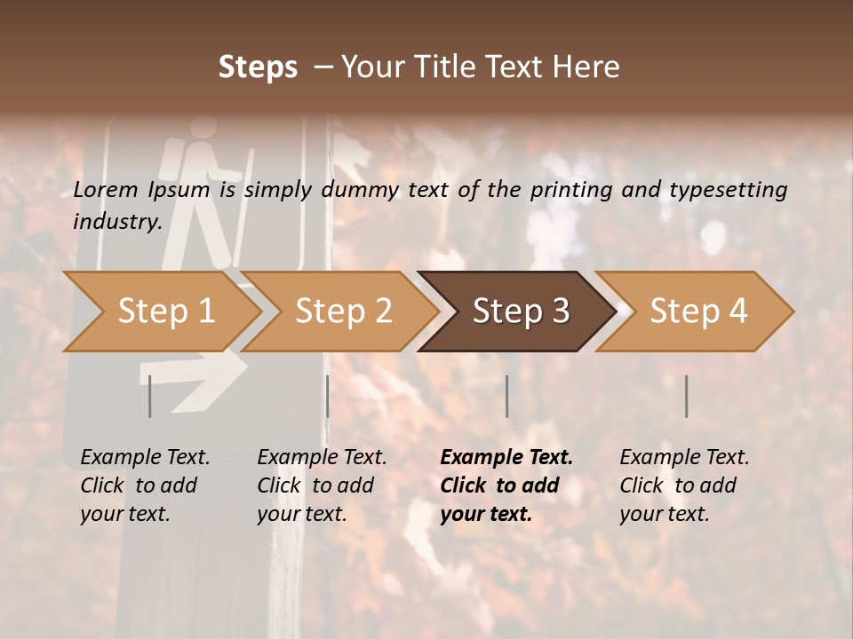 Sign Points To A Hiking Trail In Woods In Autumn PowerPoint Template