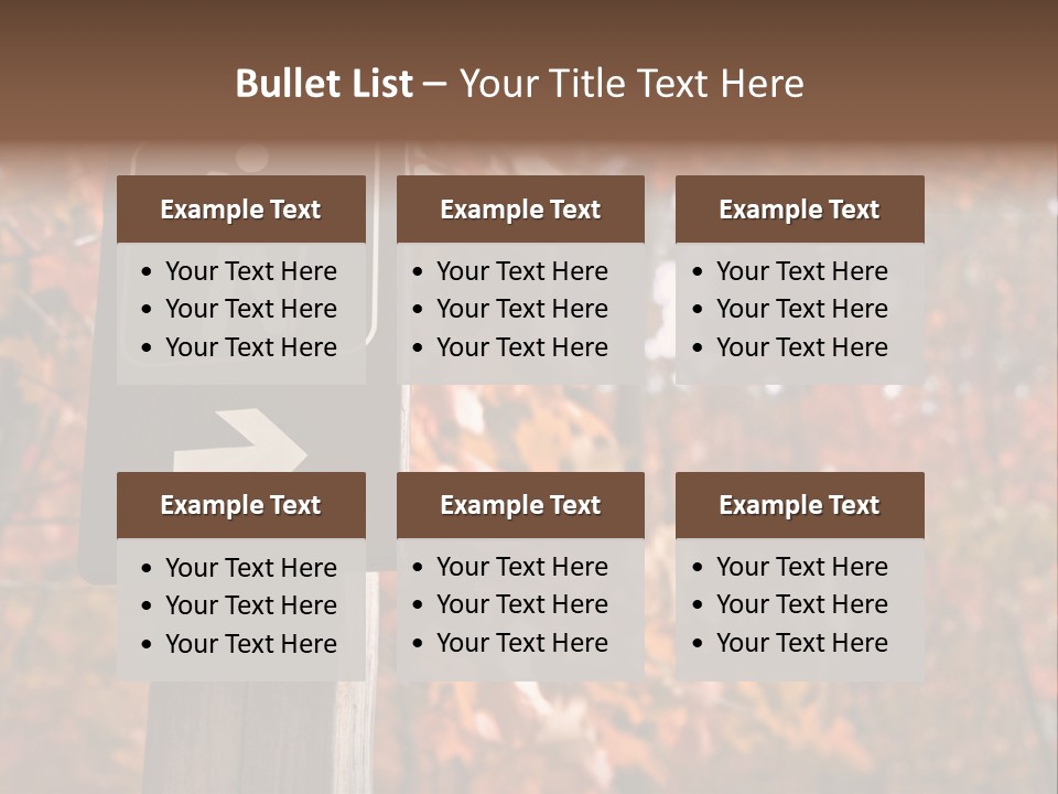 Sign Points To A Hiking Trail In Woods In Autumn PowerPoint Template