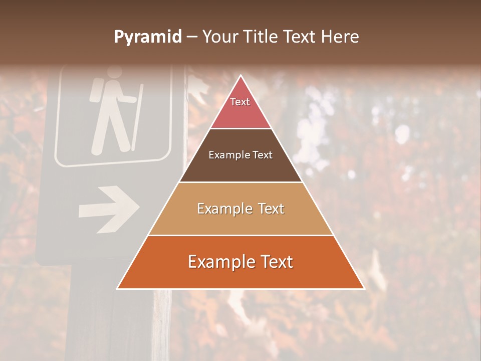 Sign Points To A Hiking Trail In Woods In Autumn PowerPoint Template