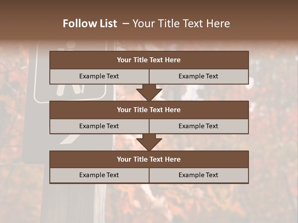 Sign Points To A Hiking Trail In Woods In Autumn PowerPoint Template