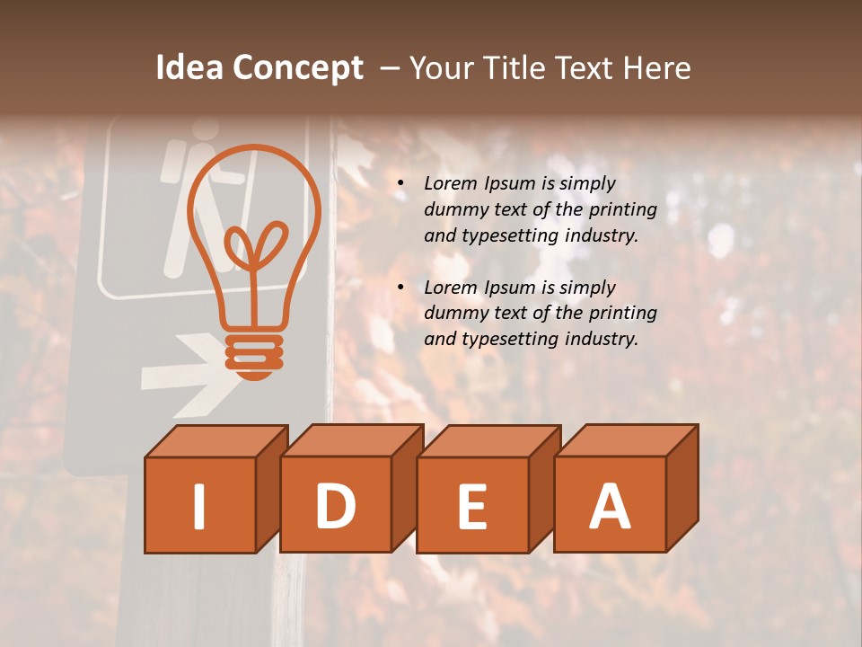 Sign Points To A Hiking Trail In Woods In Autumn PowerPoint Template