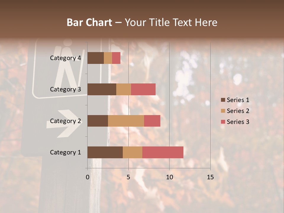 Sign Points To A Hiking Trail In Woods In Autumn PowerPoint Template