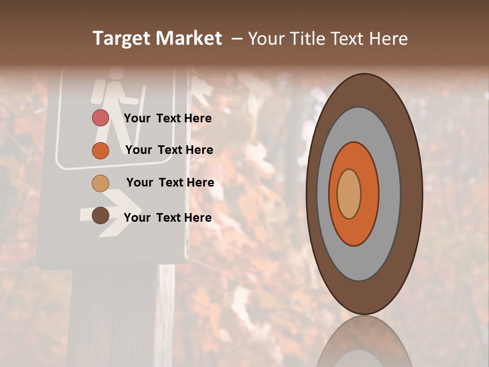Sign Points To A Hiking Trail In Woods In Autumn PowerPoint Template