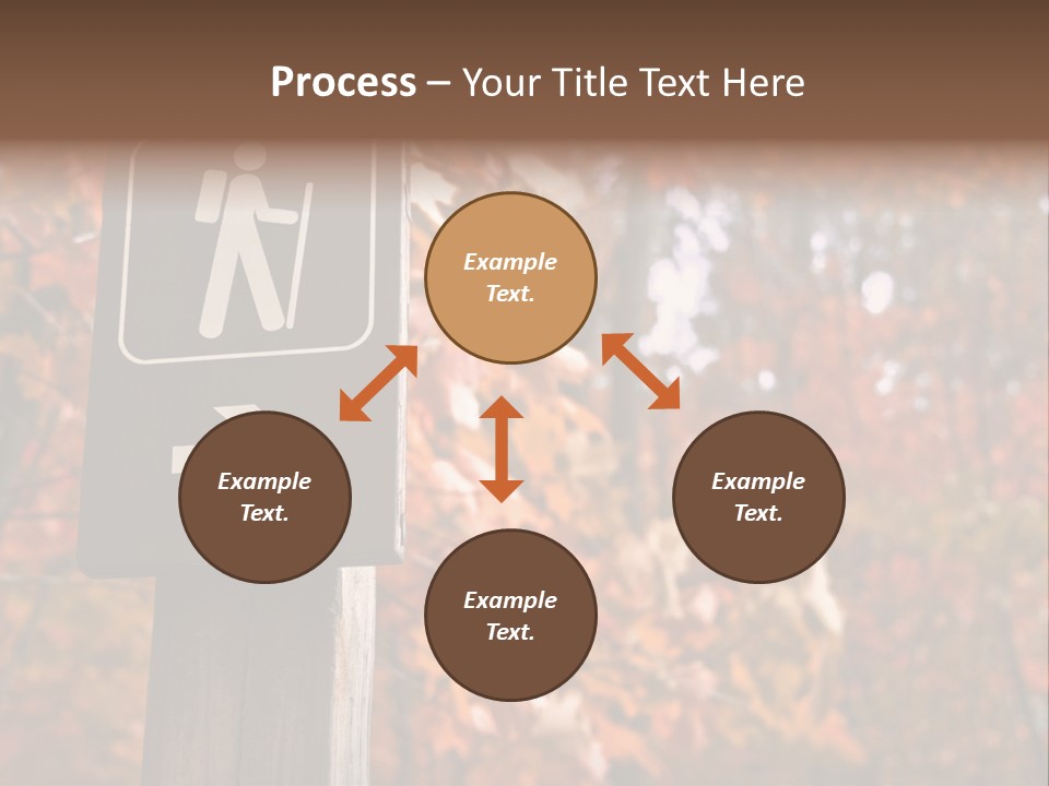 Sign Points To A Hiking Trail In Woods In Autumn PowerPoint Template