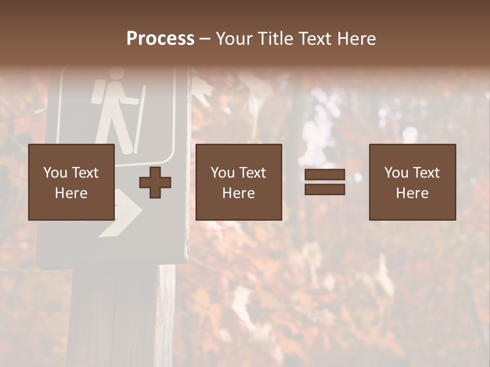 Sign Points To A Hiking Trail In Woods In Autumn PowerPoint Template