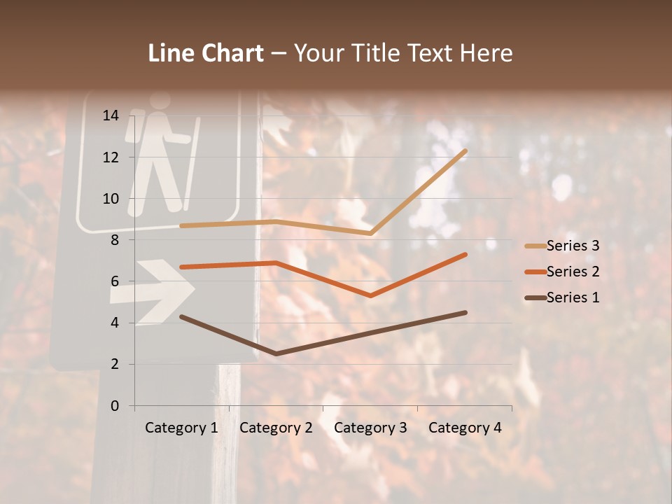 Sign Points To A Hiking Trail In Woods In Autumn PowerPoint Template
