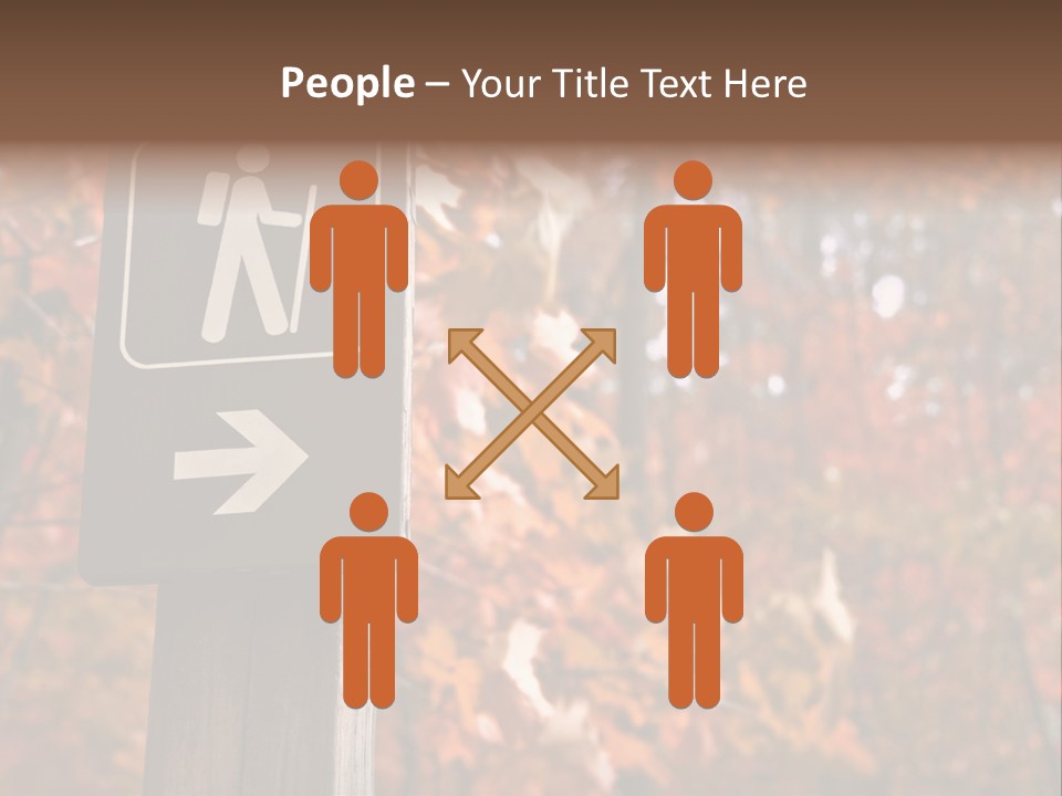 Sign Points To A Hiking Trail In Woods In Autumn PowerPoint Template