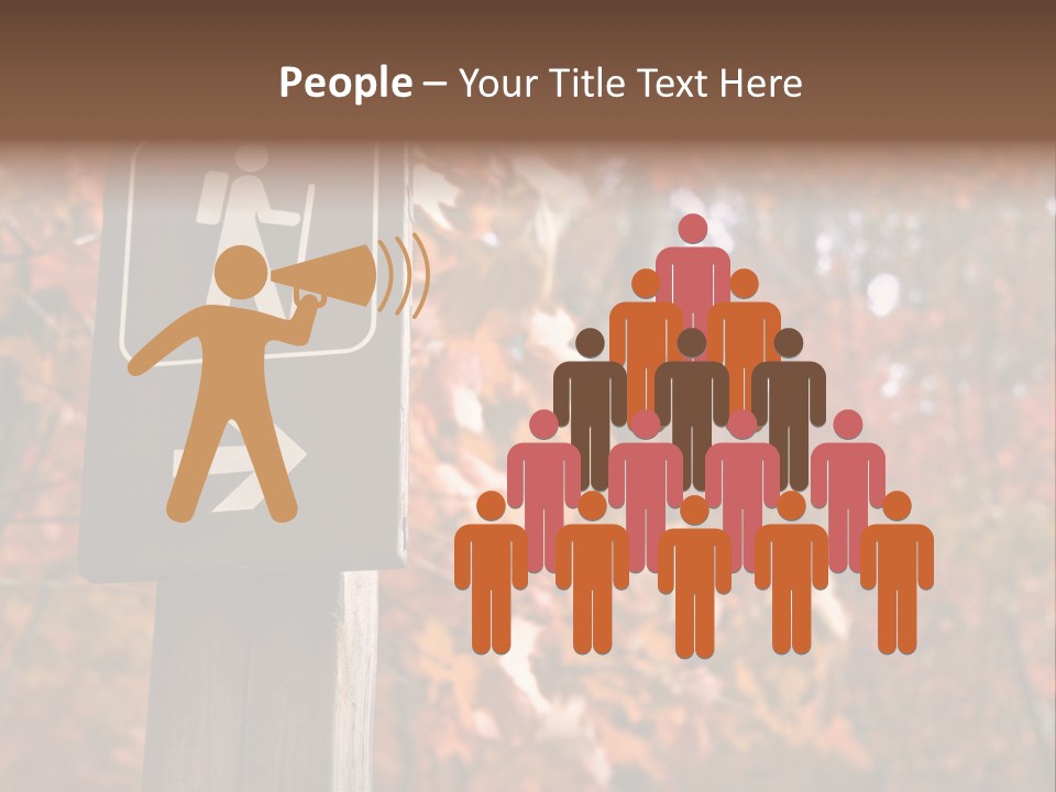 Sign Points To A Hiking Trail In Woods In Autumn PowerPoint Template