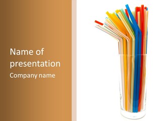 Many Multicolored Tubules In Glass Against The White Background PowerPoint Template