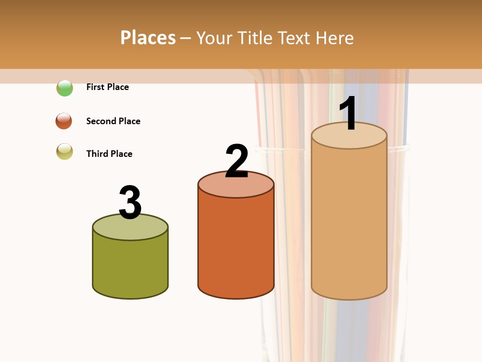 Many Multicolored Tubules In Glass Against The White Background PowerPoint Template