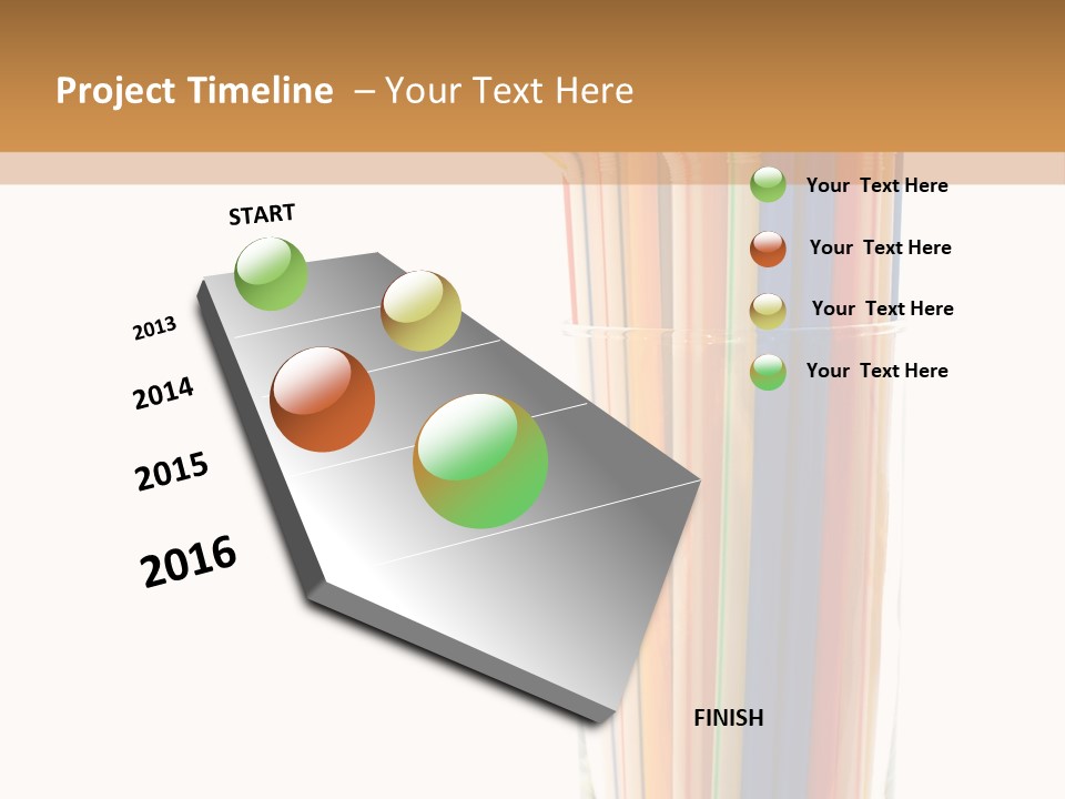 Many Multicolored Tubules In Glass Against The White Background PowerPoint Template