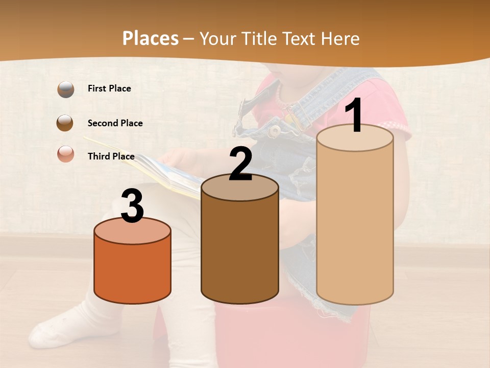 Little Girl Sitting On Red Potty With Open Book PowerPoint Template
