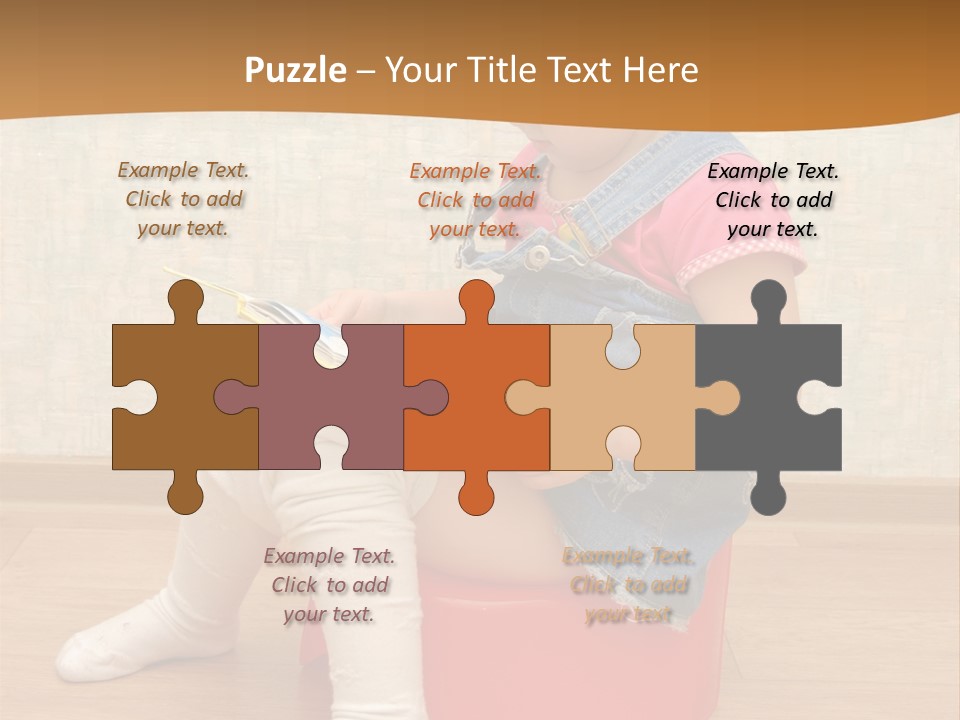 Little Girl Sitting On Red Potty With Open Book PowerPoint Template