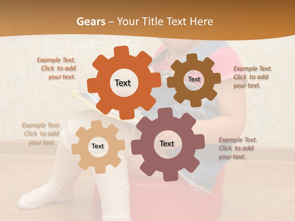 Little Girl Sitting On Red Potty With Open Book PowerPoint Template