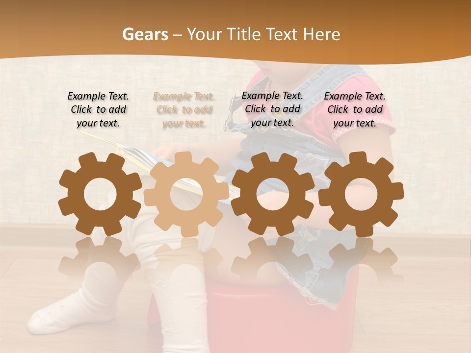 Little Girl Sitting On Red Potty With Open Book PowerPoint Template