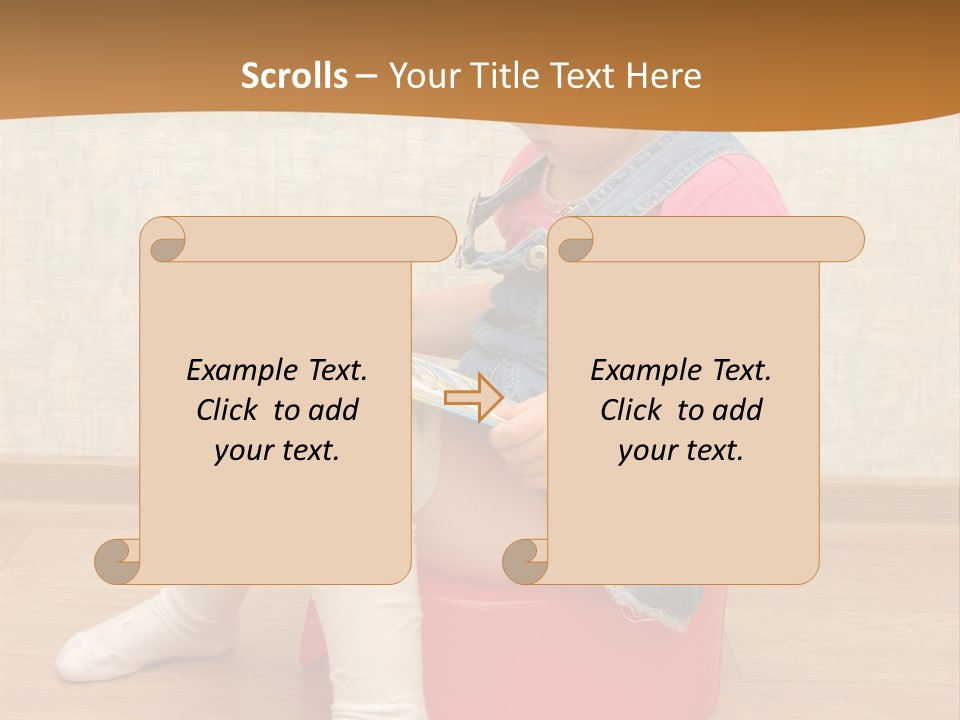 Little Girl Sitting On Red Potty With Open Book PowerPoint Template