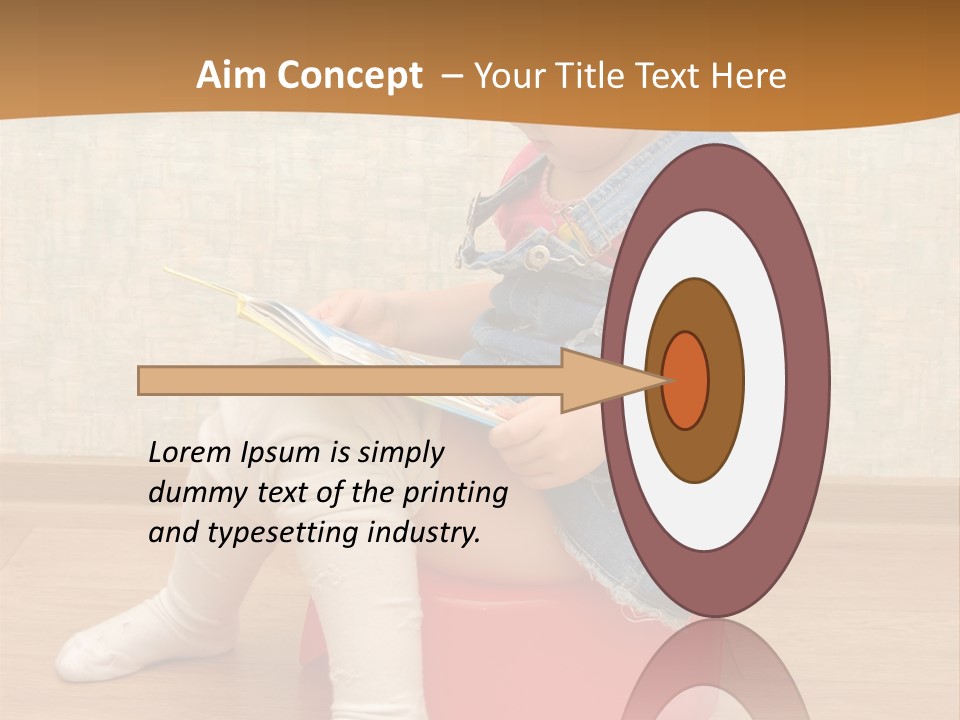 Little Girl Sitting On Red Potty With Open Book PowerPoint Template