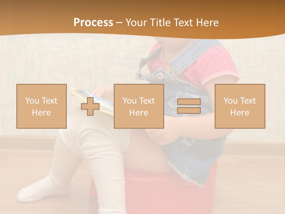 Little Girl Sitting On Red Potty With Open Book PowerPoint Template