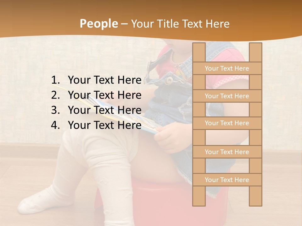 Little Girl Sitting On Red Potty With Open Book PowerPoint Template
