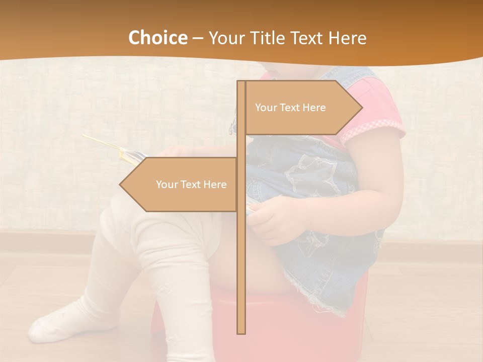 Little Girl Sitting On Red Potty With Open Book PowerPoint Template