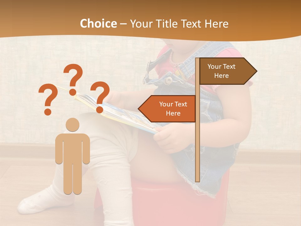 Little Girl Sitting On Red Potty With Open Book PowerPoint Template