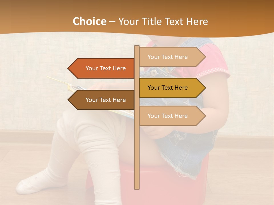 Little Girl Sitting On Red Potty With Open Book PowerPoint Template