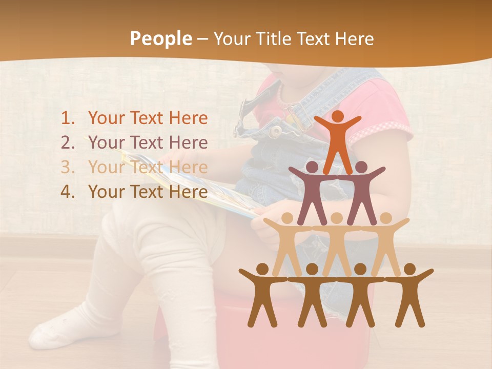 Little Girl Sitting On Red Potty With Open Book PowerPoint Template