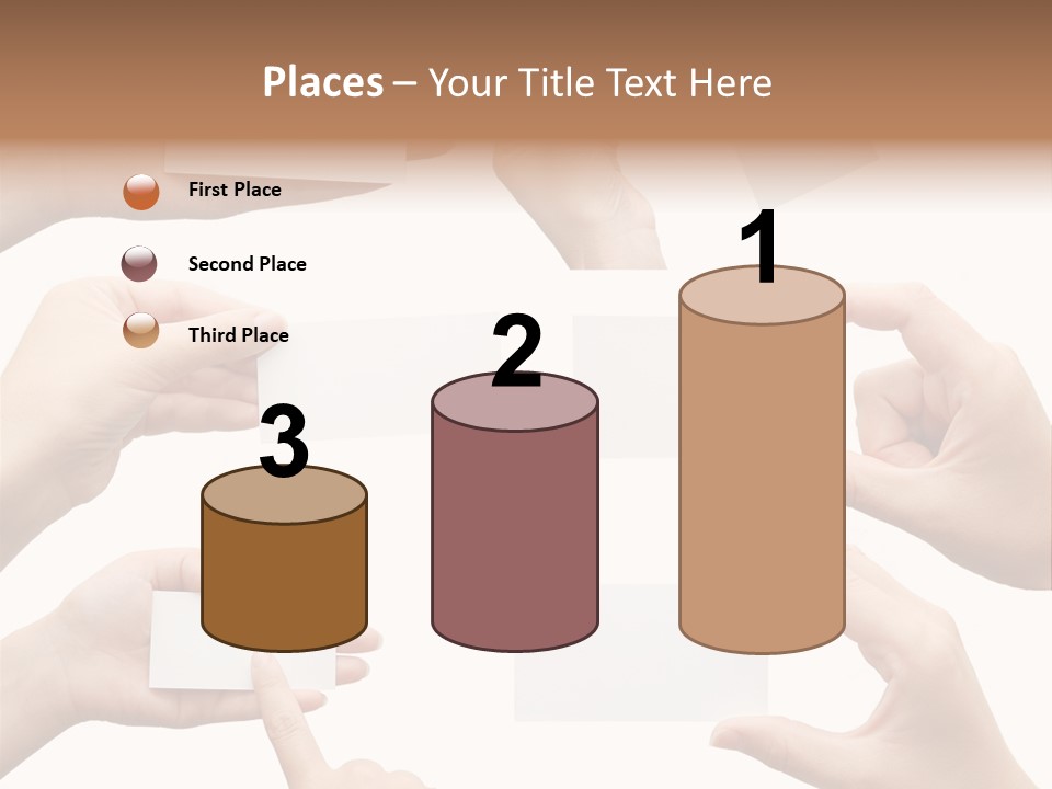 Set Of Hand Holding An Empty Business Card Over White PowerPoint Template