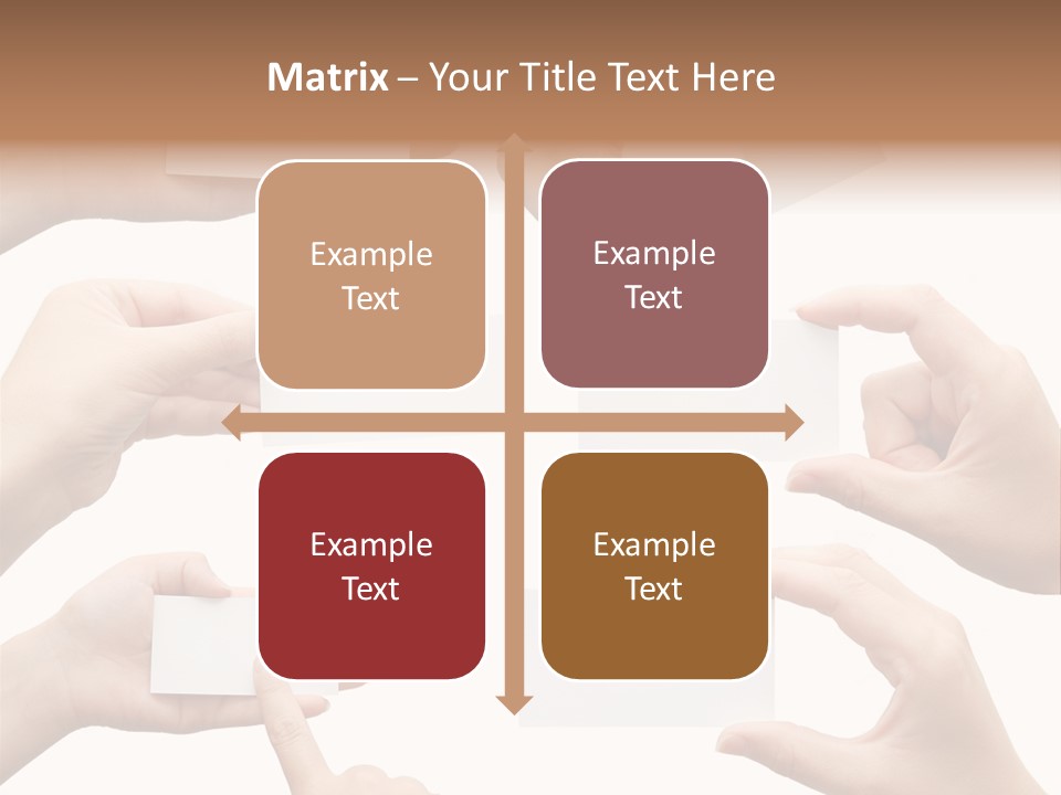 Set Of Hand Holding An Empty Business Card Over White PowerPoint Template