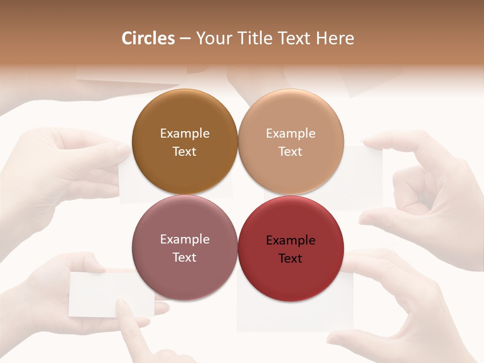 Set Of Hand Holding An Empty Business Card Over White PowerPoint Template